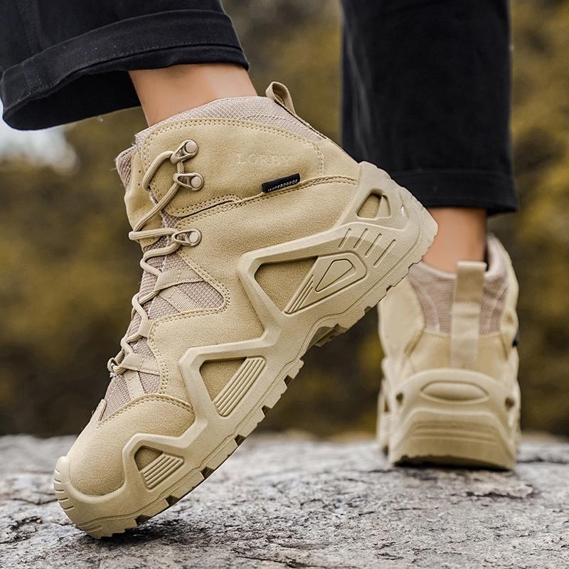 Men's Casual Hiking Work Boots Thick Bottom High Top Safety Shoes Outdoor Trekking Boots Autumn New Style Plus Size Rubber