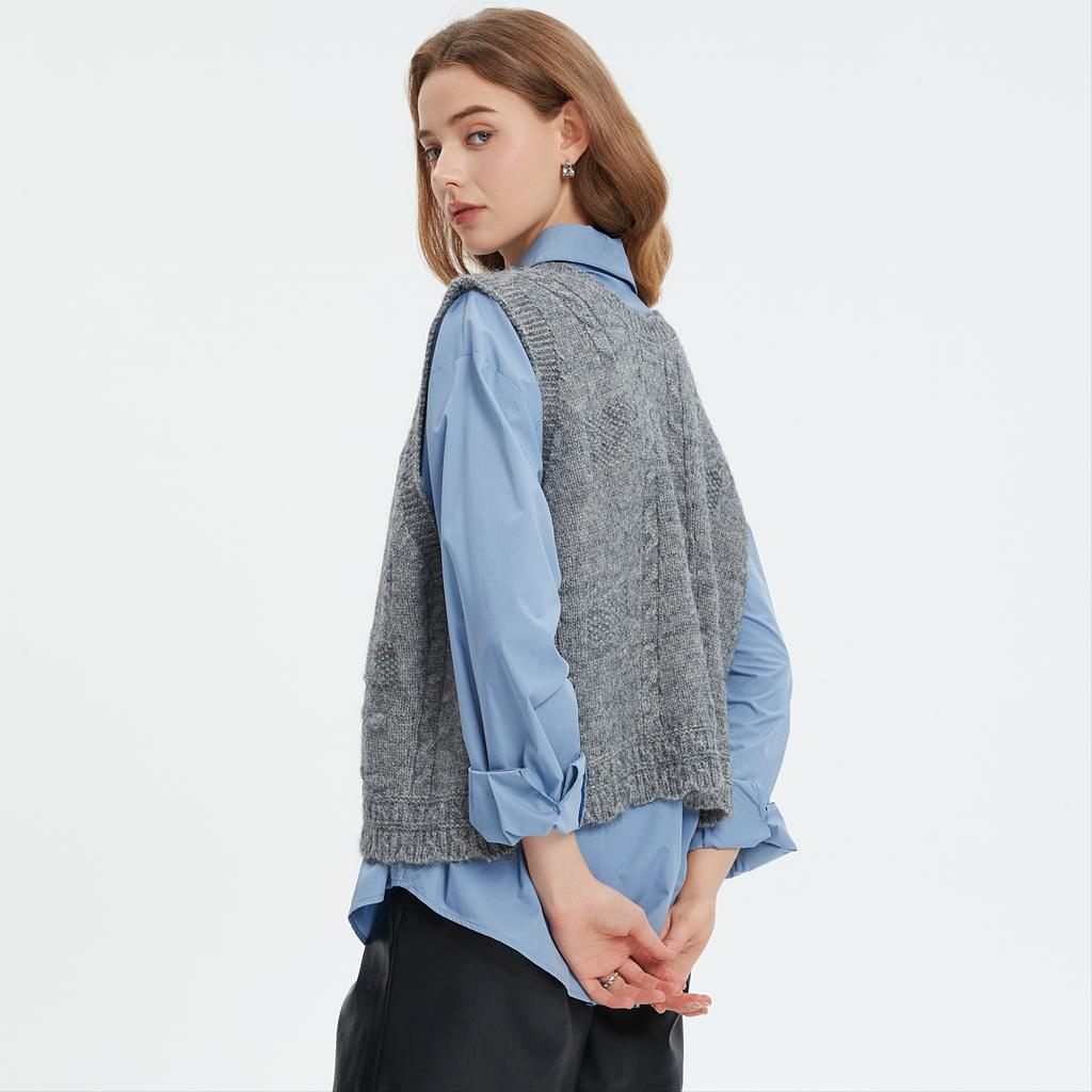 DIMANAF 2025 Winter Plus Size Autumn Women Sleeveless Vest Sweaters Knitting Buttons Oversize Casual Style Loose Sweater
