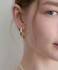 Halden Oval Curve One Touch Earrings (E067_Gold)