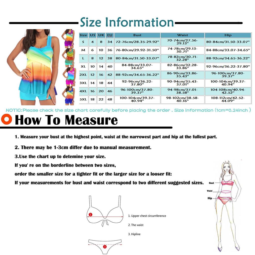 Plus Size High Waist Conservative Two Piece Swimsuit Set with Printed Patchwork Design Tankini Top and Swim Shorts for Women