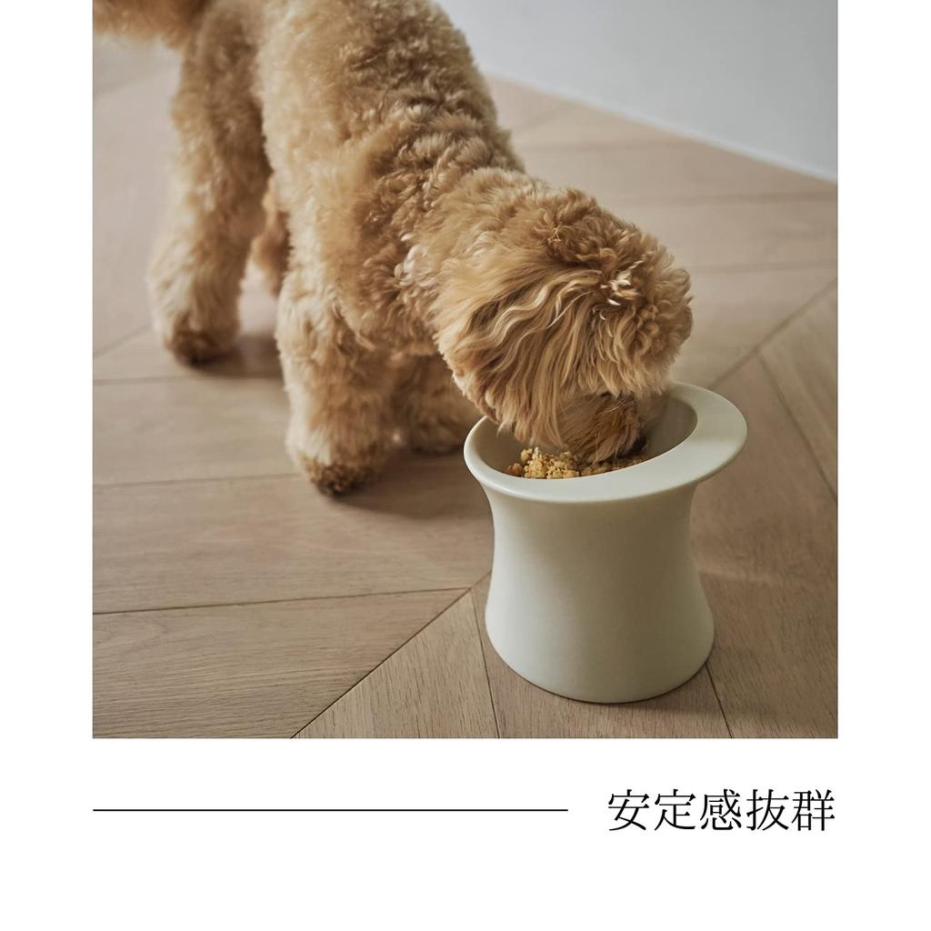 WHOLE FRESH MOGG Small Dog Food Bowl, Ceramic, Made In Japan, with Legs, Stable, Microwave and Dishwasher Safe, Stylish Design (White)