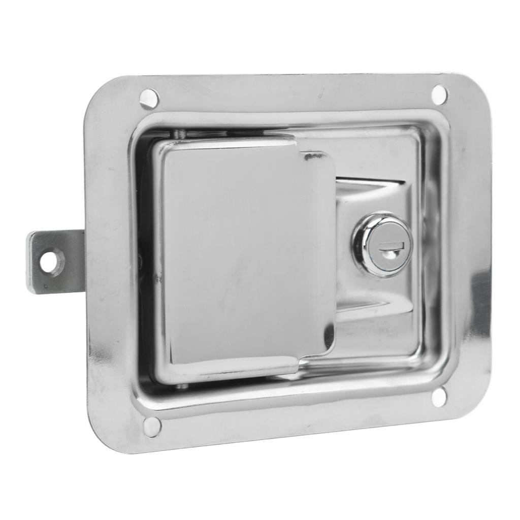 Stainless Steel Trailer Toolbox , 140 x 108mm Flush Mount Locking Paddle with 2 Keys for Trailer Truck Electric Cabinet UTV ATV Box