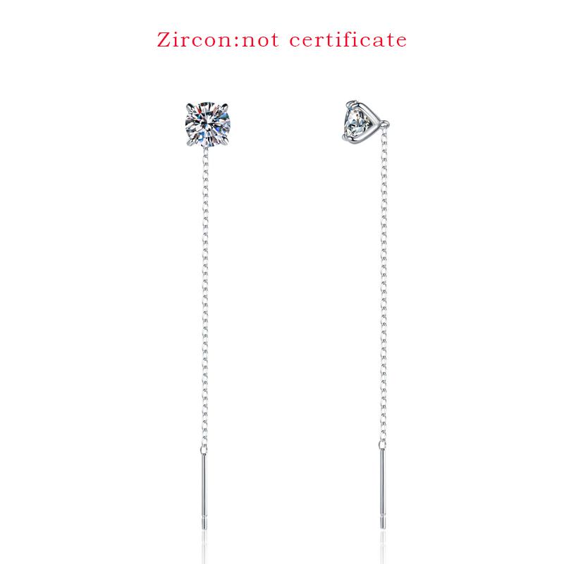 Smyoue 5/6.5mm Tassel Round Cut Moissanite Drop Earring for Women Classic Four-claws Lab Diamond Ear Jewelry 925  Silver