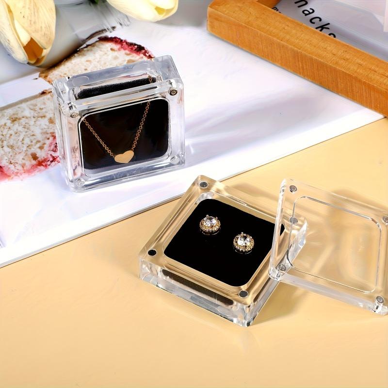 4pcs Small Acrylic Jewelry Boxes with Lids Mini Square Stone Box for Displaying Loose Diamonds Gemstones Transparent Display Box