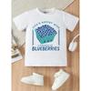 Europäische Größen Cartoon Blaubeer-Print T-Shirt | Rundhals, Lässiges Sommer-Oberteil, Normale Passform