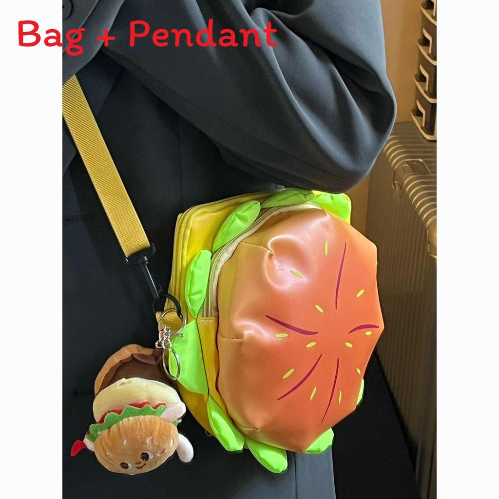 Burger Shape Pu Mini Crossbody Bag With Zipper For Casual Daily Use
