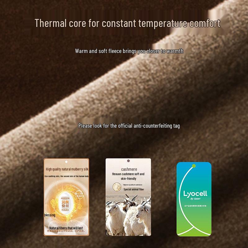 Women's Fleece-Lined Lyocell Thermal Leggings - High Waist Wool & Cashmere Warm Pants