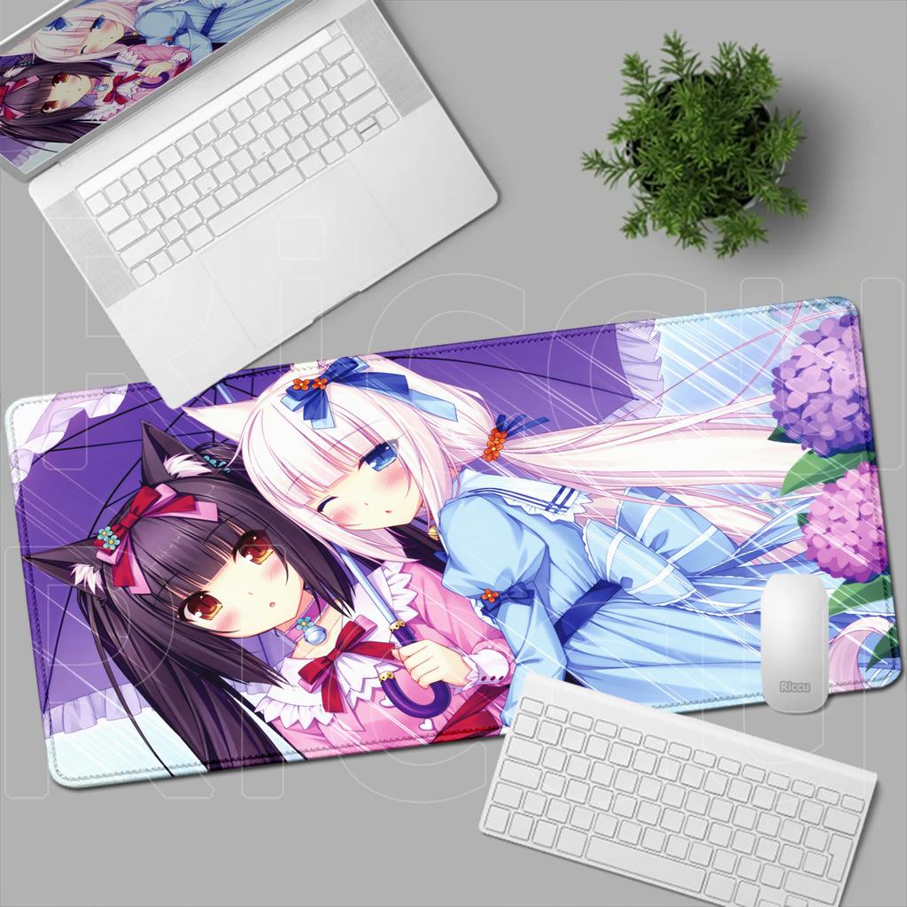 HD Anime Mousepad Cute Chocolate And Vanilla Natural Rubber Nonslip Keyboard Gaming Nekopara Extended Mat PC Office Accessories
