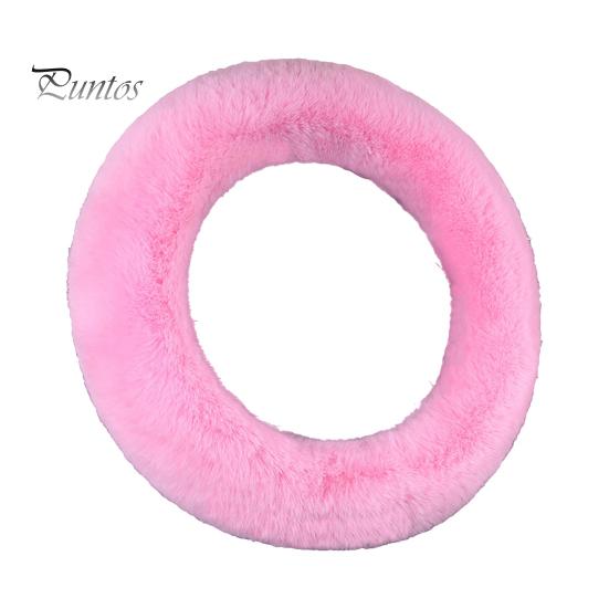 

Чехол на руль автомобиля, мягкий, пушистый, теплый, зимний, плюшевый, автомобильные аксессуары для руля 14,5-15 дюймов 38cm розовый
