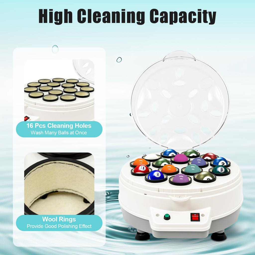 Automatic Pool Ball Cleaner Machine, 180W 16 Balls Polisher Washer with US Plug for Billiard Club Home Use
