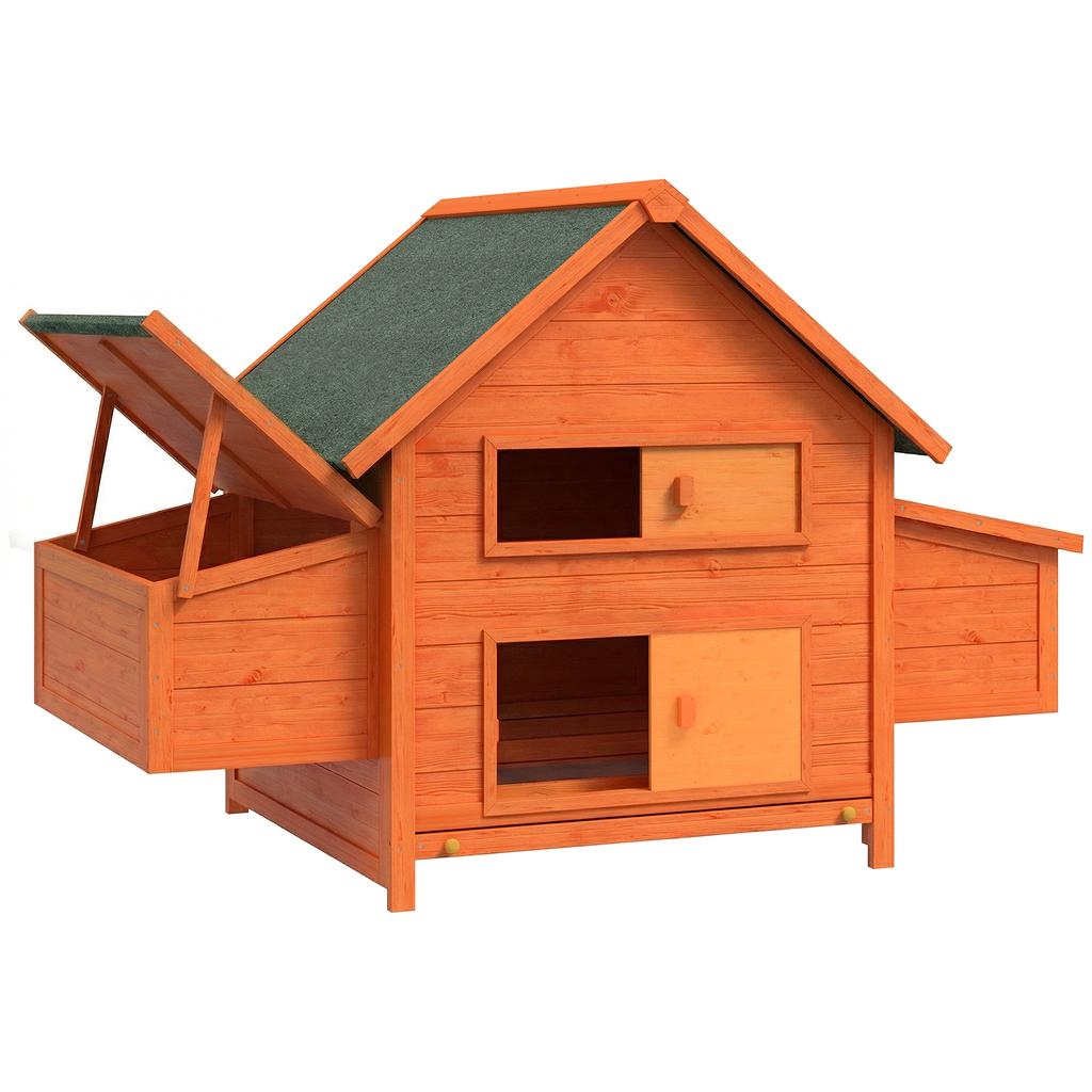 Wooden Chicken Coop with Waterproof Roof, Prefabricated Outdoor Chicken Coop, 160x98.5x107cm