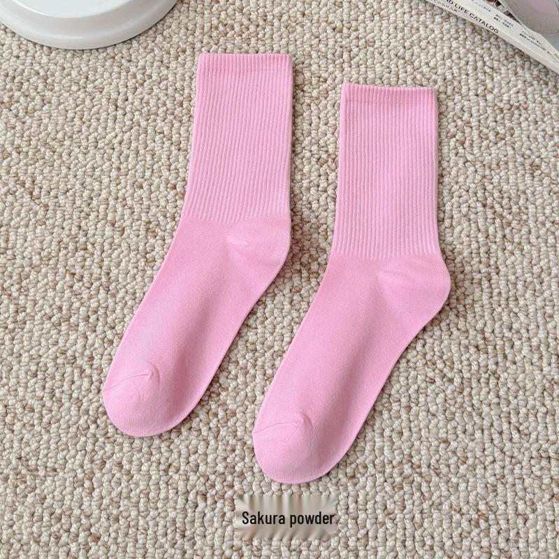 Bunte Damen Kniehohe Candy Color Scrunch Socken - Trendy, Ganzjährig, Mittelhoher Schaft, Einfache Tanz Baumwollsocken