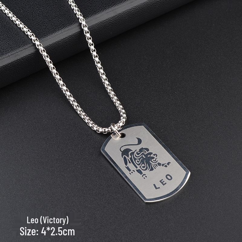 

Ожерелье из титановой стали «Двенадцать созвездий» - Хип-хоп уличный кулон для мужчин и женщин, Универсальный аксессуар для ночного клуба, Парная цепочка для свитера