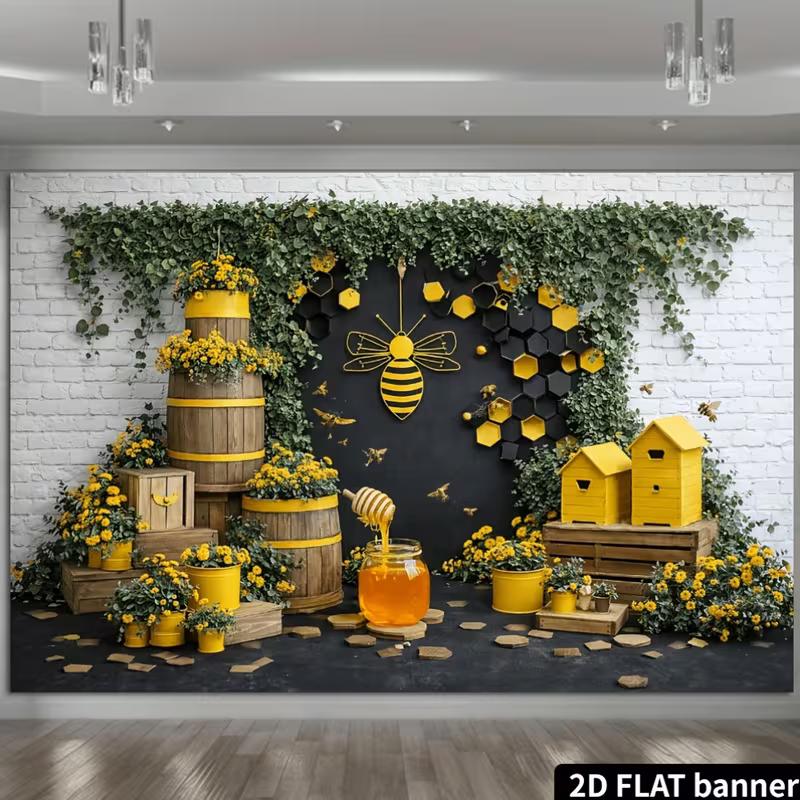 2D Rustic Bee Farm Background Cloth Photo Booth Prop