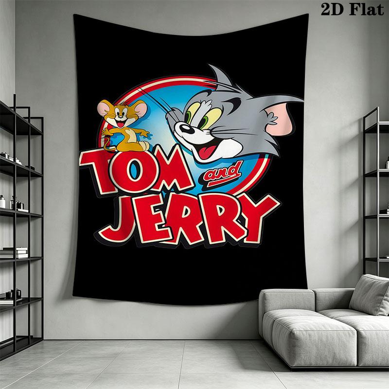 Tom and Jerry A Wall Hanging Printed Fabric Blanket Decorative Tapestries for Bedroom Living Room Home Decor