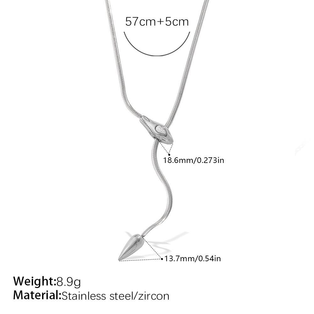 European and American Style Personalized Design Snakehead Necklace Stainless Steel Unique Long Necklace