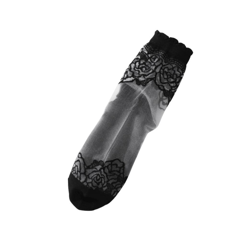 Non-Slip Invisible Lace Socks Hollow Sheer Shallow Transparent Socks Soft Lace Boat Socks Women