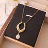 Luxury Full Zircon Red Crystal Pendant Necklace For Women Titanium Steel Girls Couple Lady Gift Fashion Jewelry