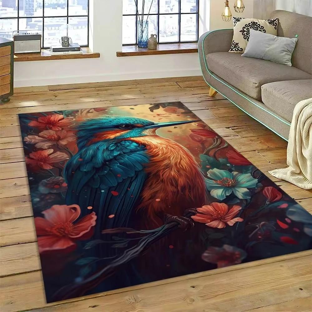 Cute Dream Bird Parrot Peacock Carpet Living Room Bathroom Decor Rug Mechanical Washable Mat Non-slip Floor Mat Entrance Doormat