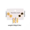 Elegant Stainless Steel Butterfly & Four-Leaf Clover Earrings: Colorfast, Versatile Design for Women.