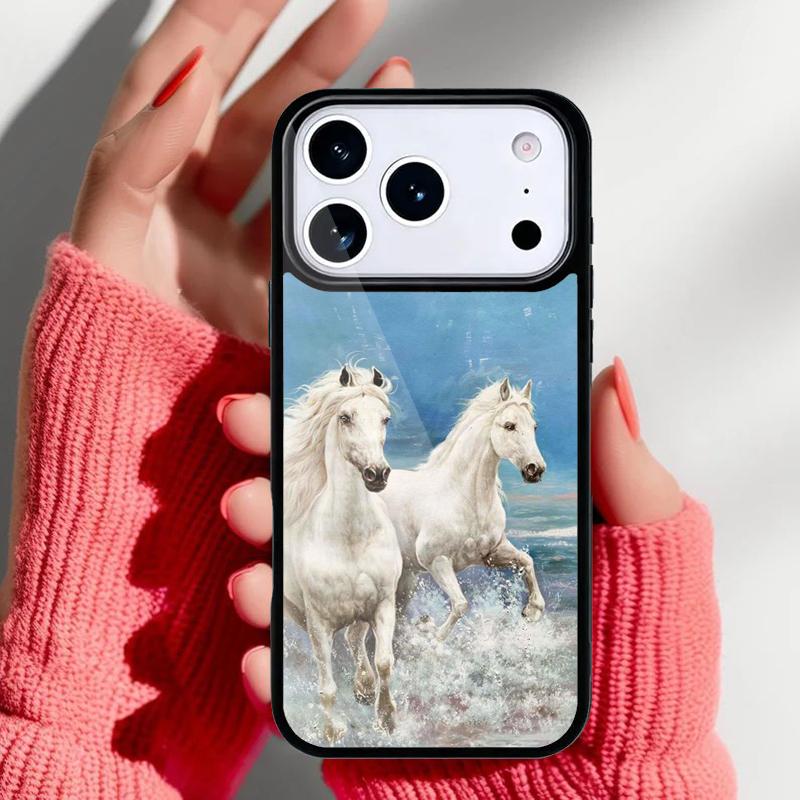 Horse Painted Art soft Phone Case for iPhone 17 16 15 14 13 Pro Max Back Cover for 12 11 Pro Coque