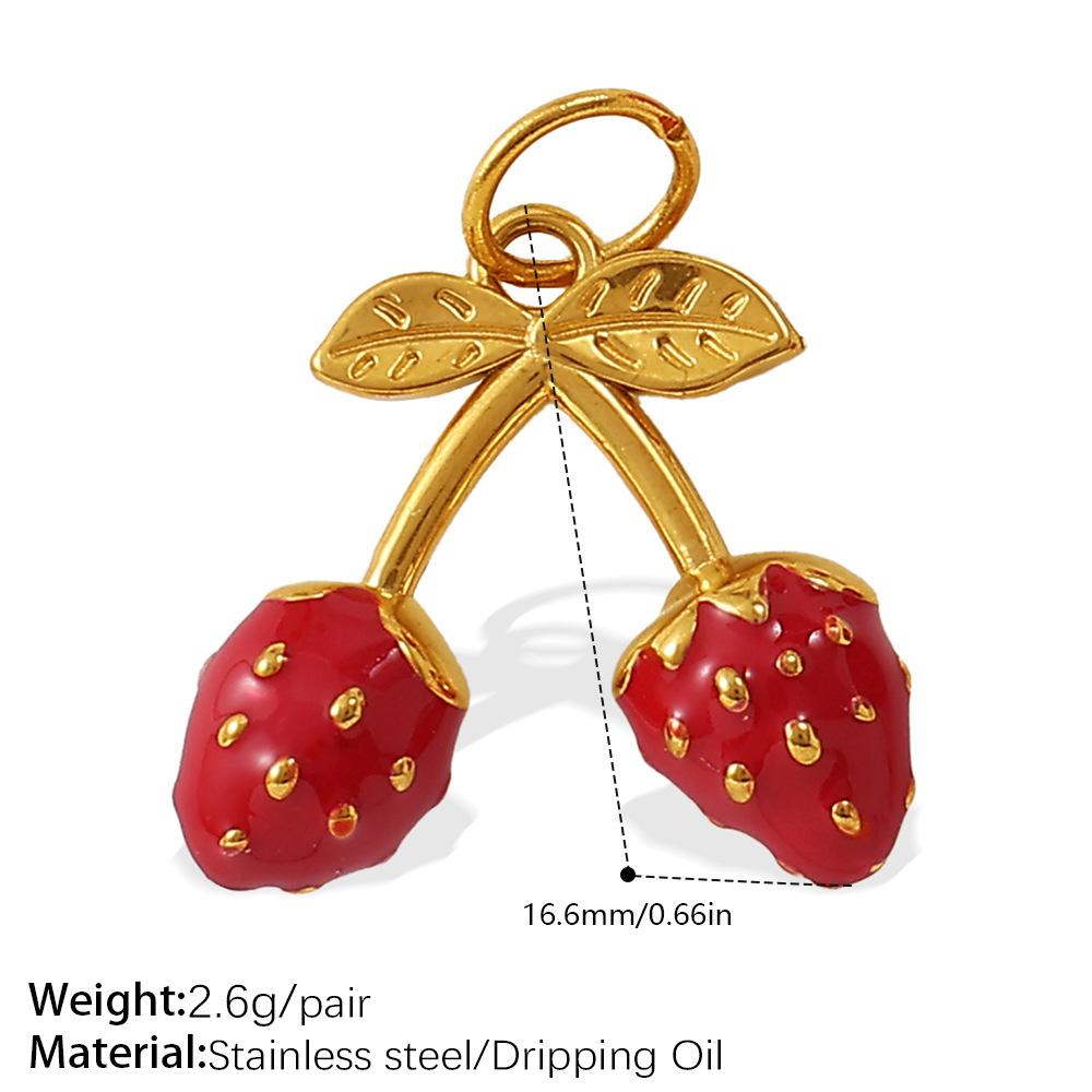 Cartoon Oil Dripping Fruit Diy Pineapple Pendant Stainless Steel Gold-Plated Dopamine Accessories