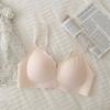 Cream floral, underwear women's small breasts gather thin, no steel ring jelly strip soft support pull French bra cover