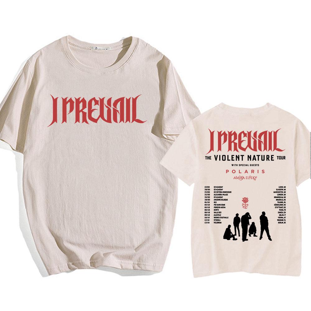 

I Prevail VIOLENT NATURE Tour 2026 T-shirt Unisex Streetwear Cotton Short Sleeve Loose Tshirts Punk Band Fashion Tees S