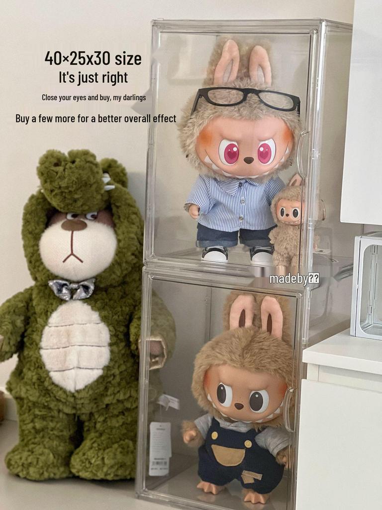 Transparent Vinyl Labubu Doll Display Storage Box for Pop Mart Figurines