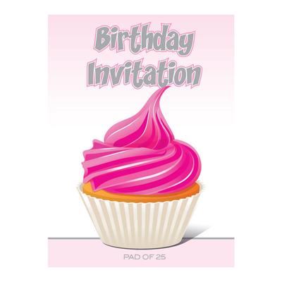 Ozcorp A5 18. Rosa Cupcake Einladungsblock
