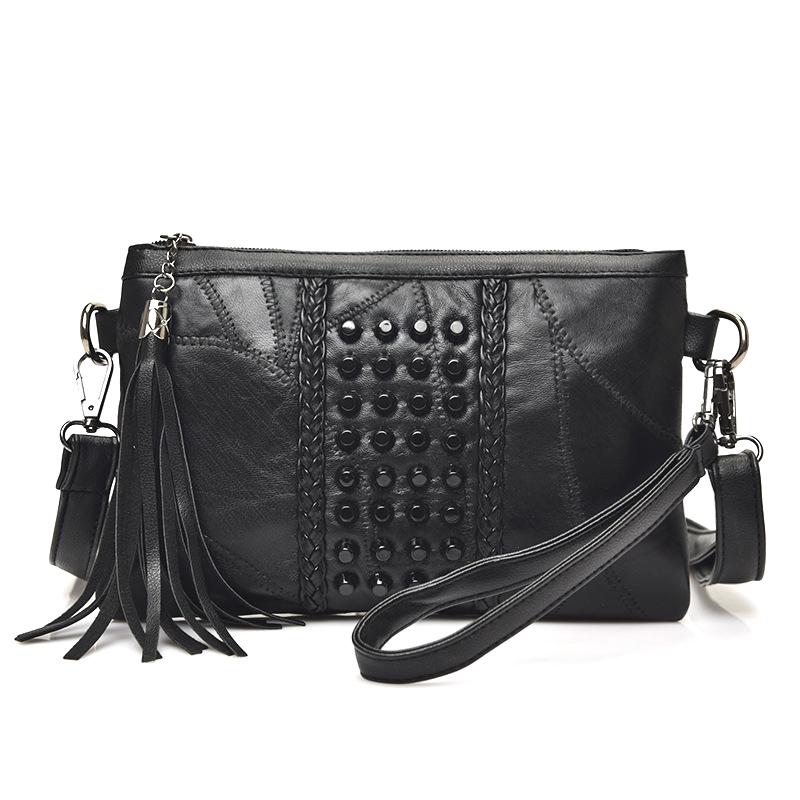 Echtleder Quaste Damen Umhängetaschen Nieten Clutch Tasche Damen Umhängetasche Für Mädchen Damen Crossbody Taschen