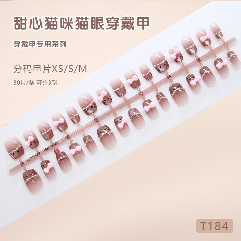 Handmade prefabricated French pearl cat eye bow cute girl European and American style removable 30 pieces