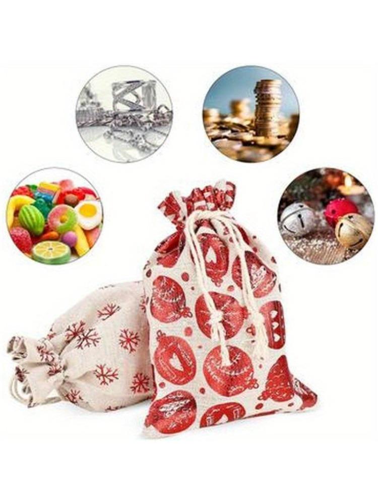 

2026 Advent Calendar 24Days Countdown Bag Hanging Candy Gift Sacks Pouch with Clips Stickers Rope Home Christmas Decoration 10x14cm