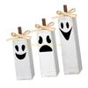 KX4B Drewniane Znaki Stołowe Duchy Zestaw 3 Sztuki Dekoracje Sezonowe na Halloween Do Domów Prezentacje Imprezowe