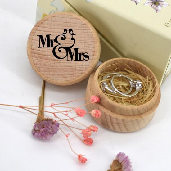 

Коробка для обручальных колец Изысканная шкатулка для драгоценностей с надписью Портативная деревянная коробка для колец Mr Mrs Держатель для колец для пары Свадебные украшения