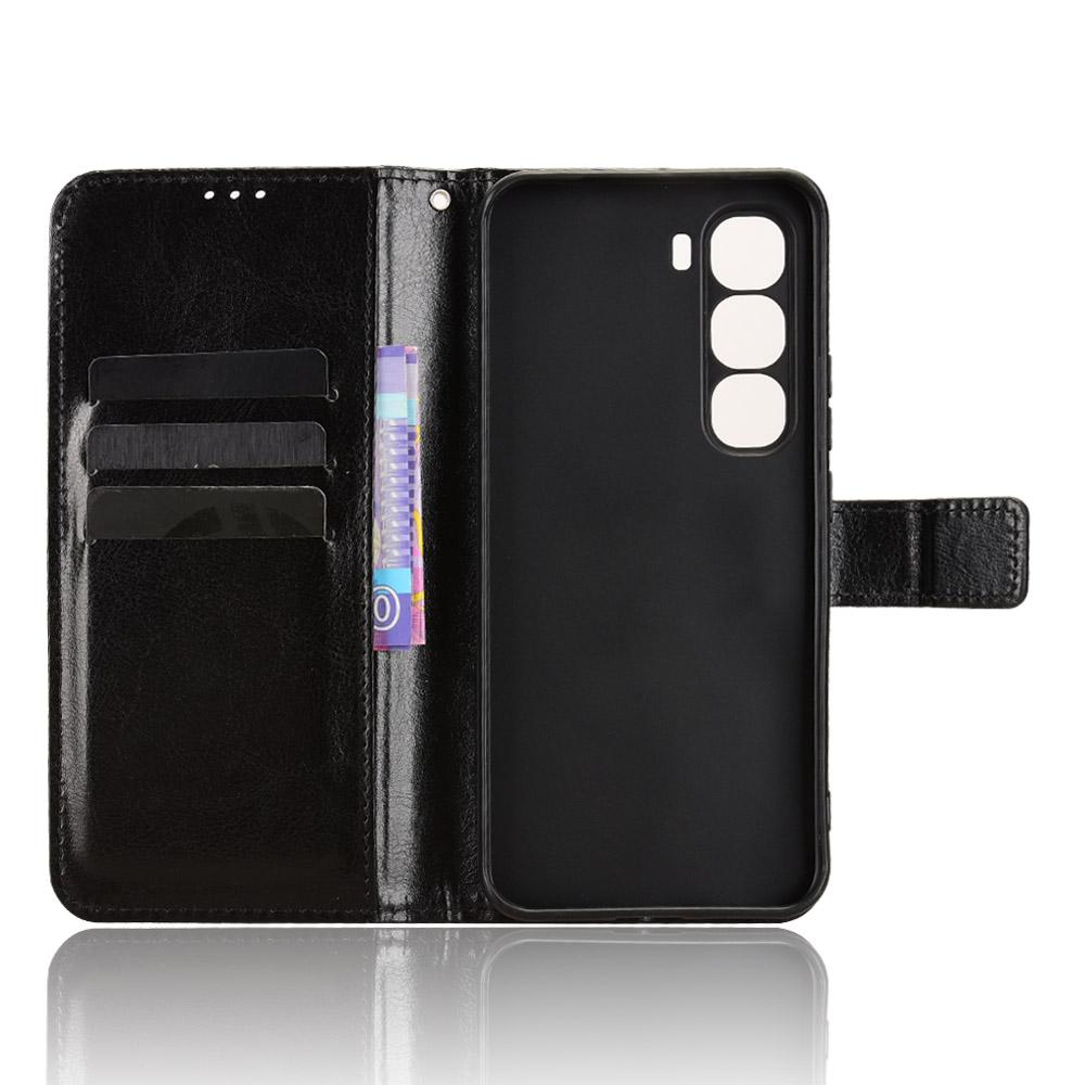 For Infinix Hot 60 Pro+ 4G PU Leather Case with Strap Crazy Horse Texture Phone Wallet Cover