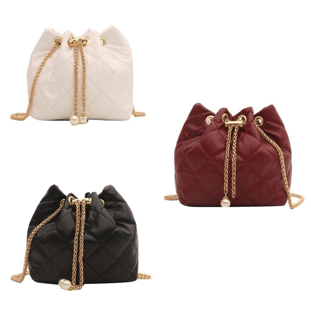 Fashionable Urban Simple Pu Bucket Bag Chain Single Shoulder Crossbody Bag