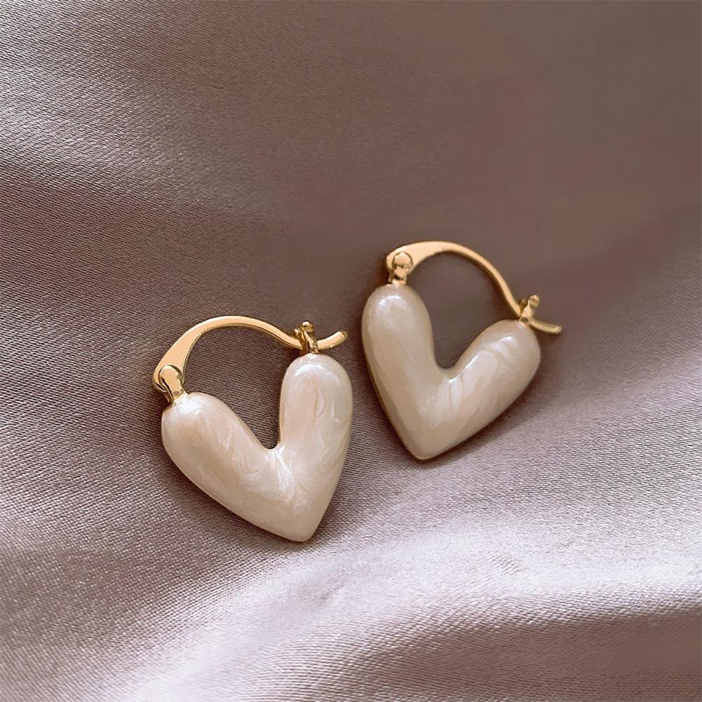 Dropwise Glazed Heart-shaped Earrings Exquisite Versatile Alloy Earrings Ear Studs Women Jewelry Accessories