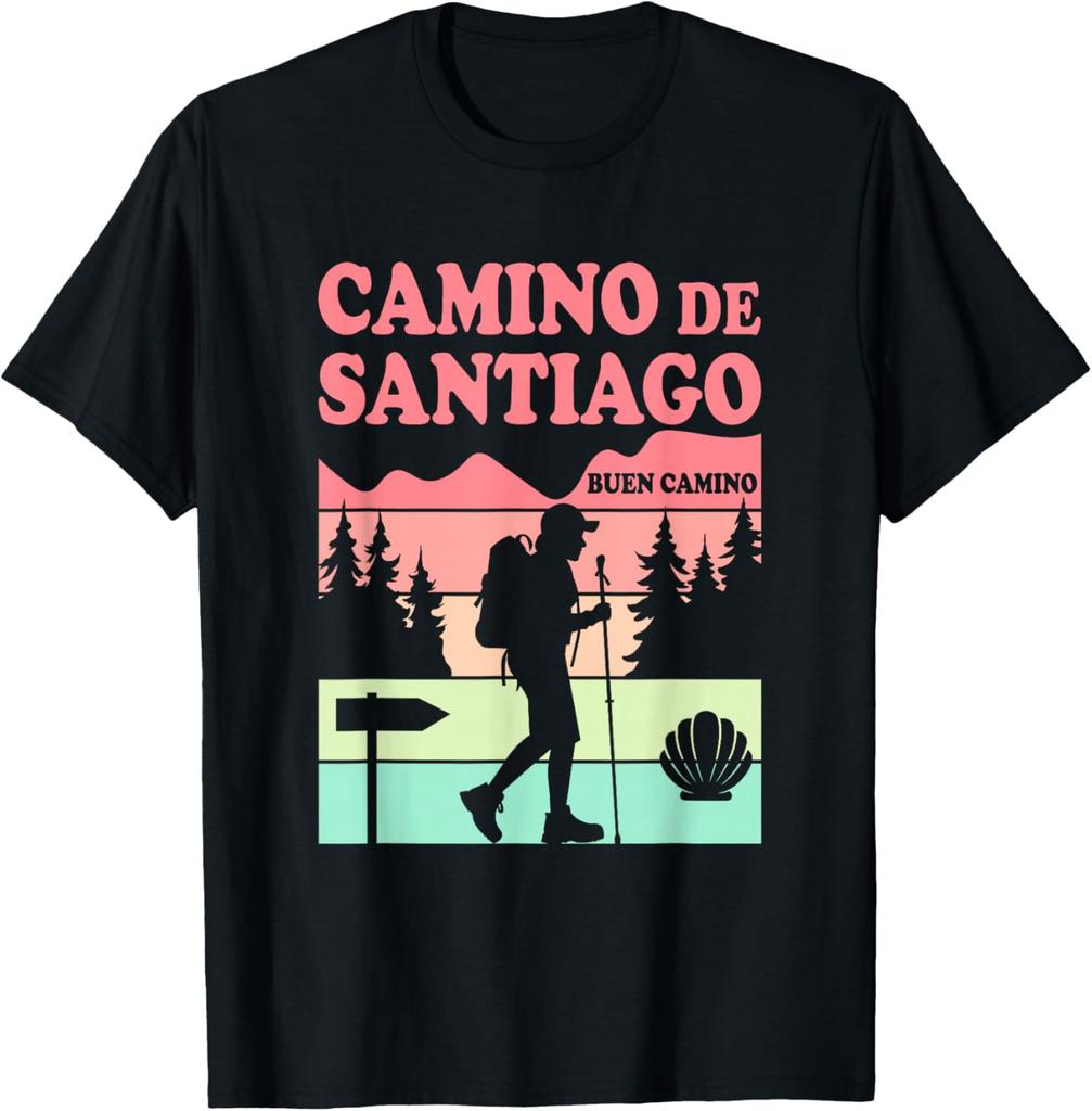 Camino De Santiago T-Shirt Short Sleeve Casual 100% Cotton Shift