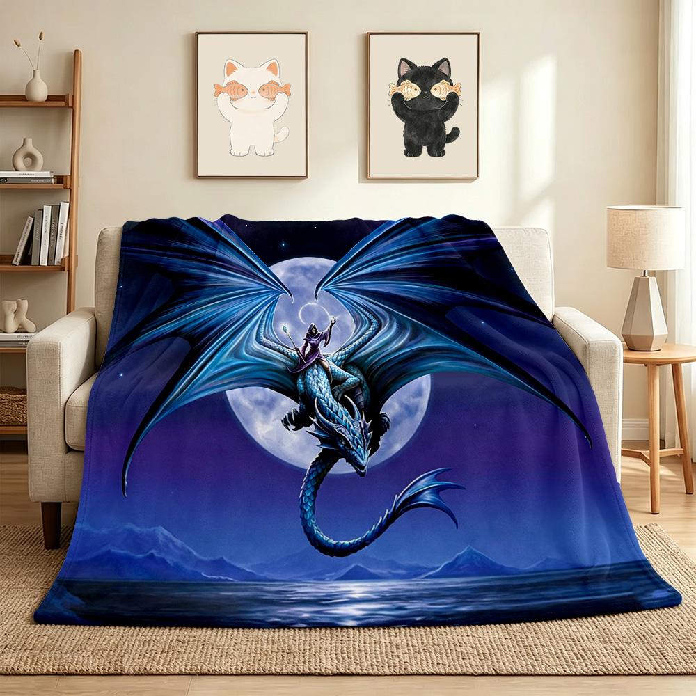 Dragon Flight Flannel Blanket Throw Blanket Soft Warm Sofa Bed Camping Home Decor Unique Christmas Gift Cs92215