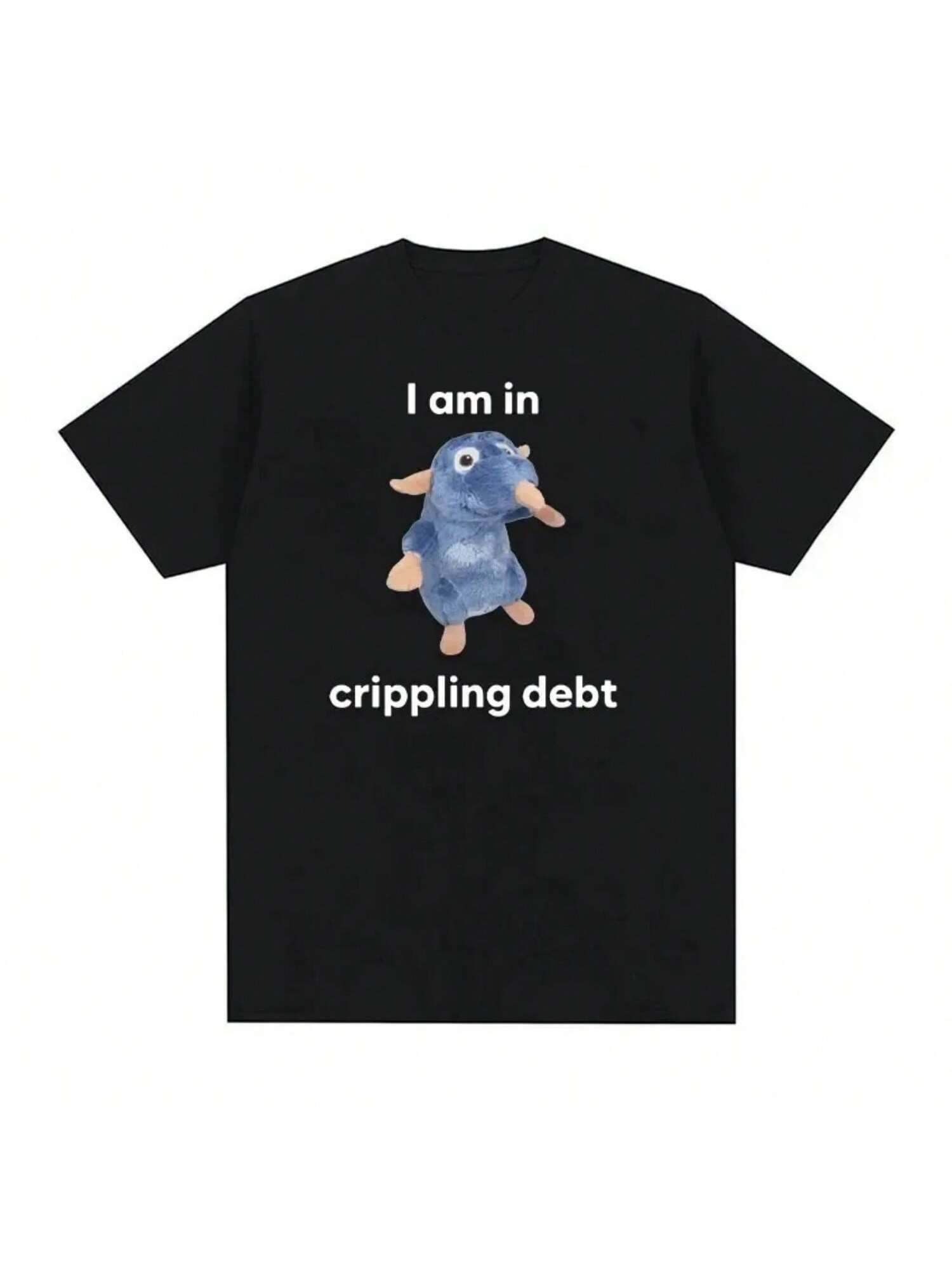 I Am In Crippling Debt Rat Plush Funny Meme T-Shirts unisex Wounisex High Quality Casual Fashion Casual Round Neck Street Tops S разноцветный