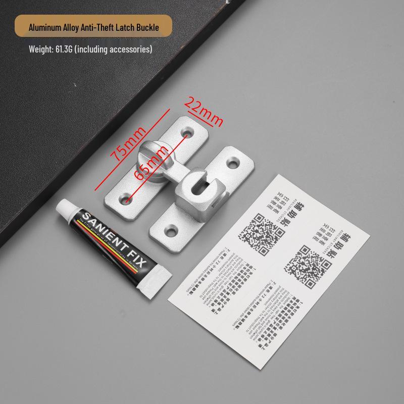Solid Aluminum Multi-Angle No-Drill Anti-Theft Door Latch Bolt