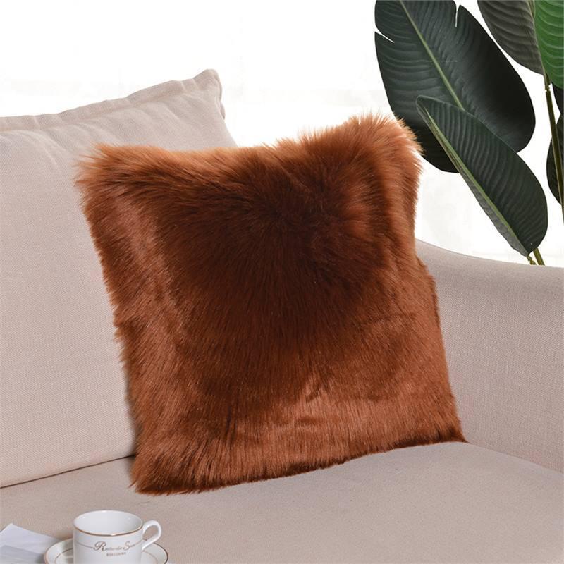 Cuscino Decorativo in Acrilico a Pelo Lungo Stile Invernale - Cuscino Lombare e Schienale Anti-Pilling