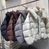 Down jacket women's short loose puff white duck down hooded Pinghu casual wind cold-proof loose type