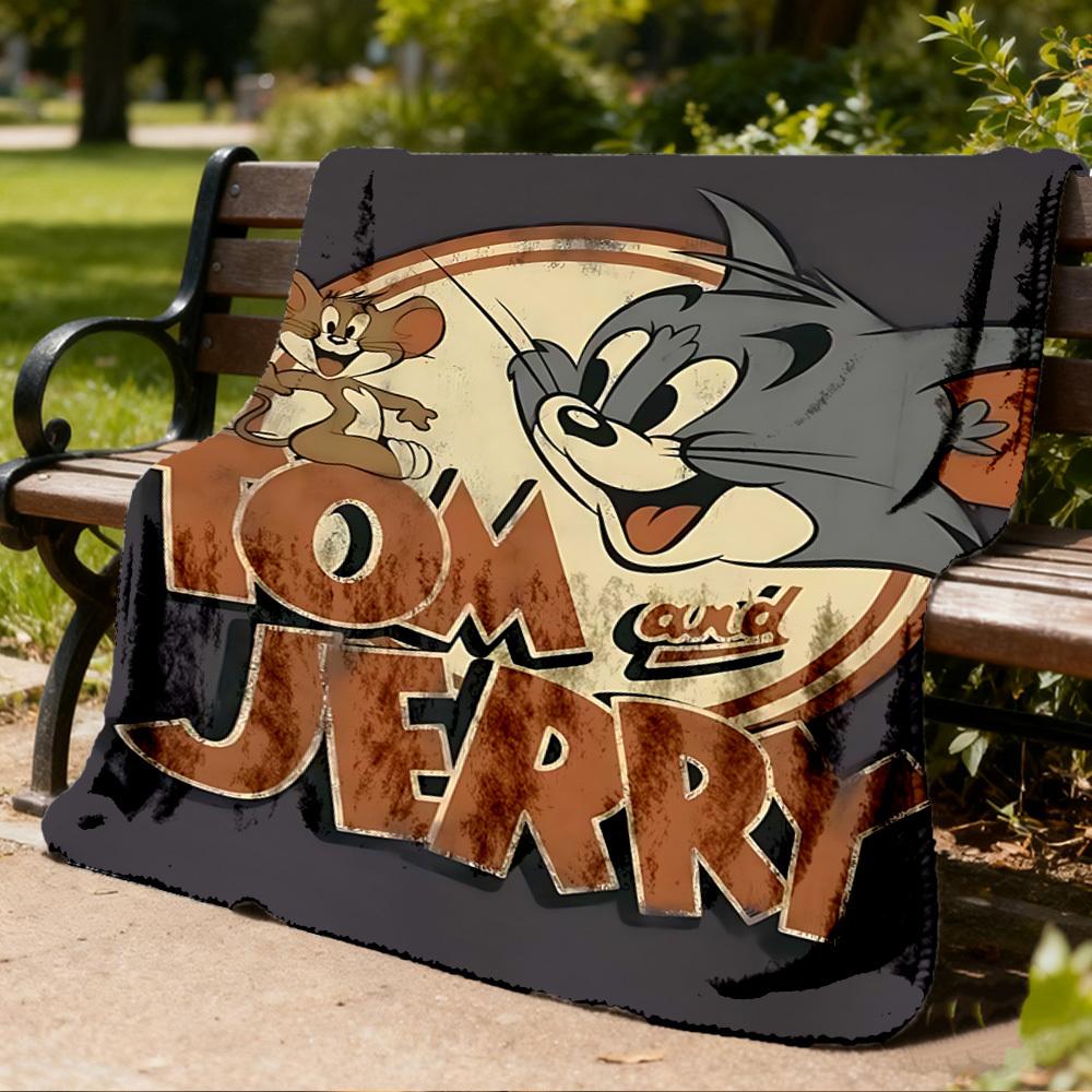1pc Tom and Jerry Outdoor Flannel Throw Blanket Soft, Lightweight & Warm for Sofa, Office