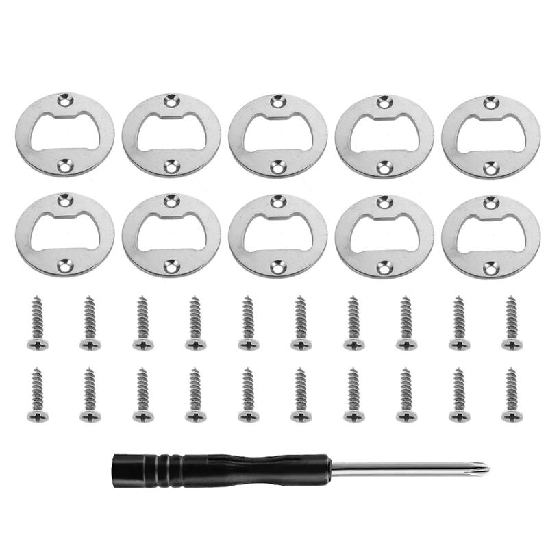 

Bottle Opener Inserts Kit Stainless Steel Round Bottle Opener Inserts with Screws and Screwdriver for Bottle Opener DIY Mould