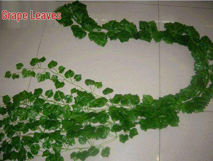 Artificial Grape Leaf Vine - Green Plastic Ceiling Decoration Plant Small Green - Ships with 12 Fewer Strands