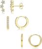 Bobisty 6Pairs Earrings for Women 14K Gold Plated Stud Hoop Stacks Earrings Set 316L Surgical Steel Earring Piercing Jewellery