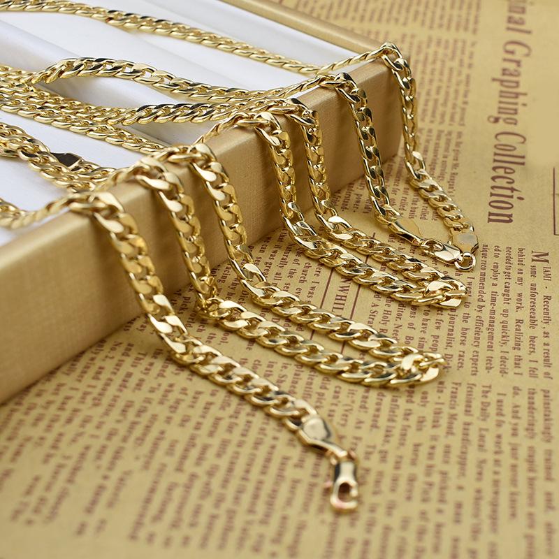 6MM European and American K Gold Plated Necklace Bracelet Set