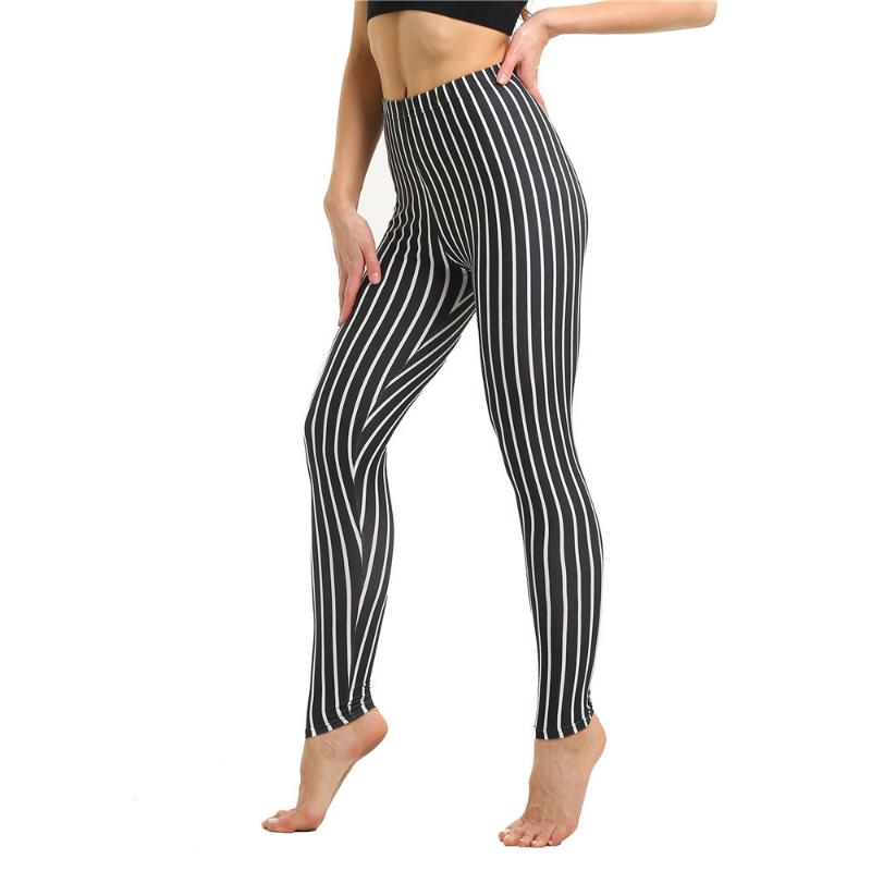 Fashion Geometric Striped Plaid Printed Leggings Stretch Pants Leggings High Waist Elasticity Pants Soft Trousers for Women Tights Fitness Yoga Pants